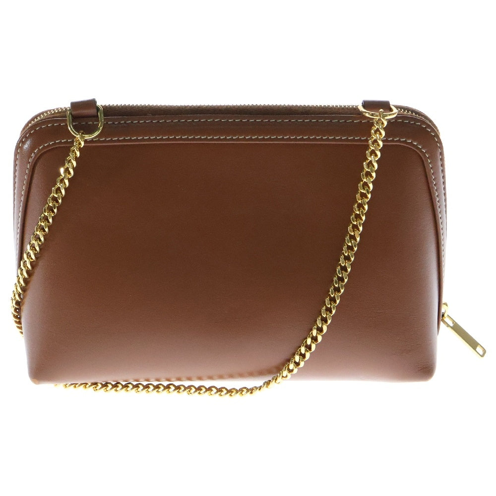CELINE(セリーヌ) チェーンクラッチ キュイル トリオンフ ショルダーバッグ タン ブラウン ゴールド金具 レザー レディース