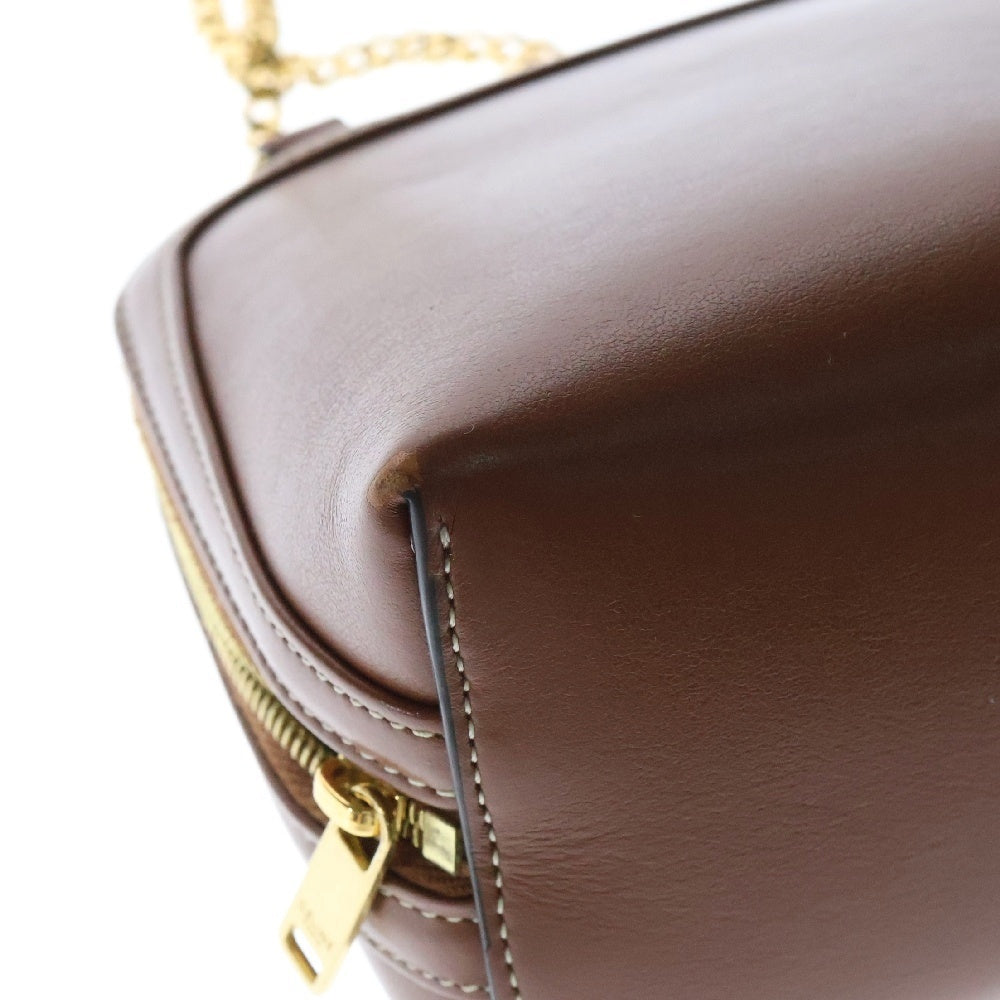 CELINE(セリーヌ) チェーンクラッチ キュイル トリオンフ ショルダーバッグ タン ブラウン ゴールド金具 レザー レディース