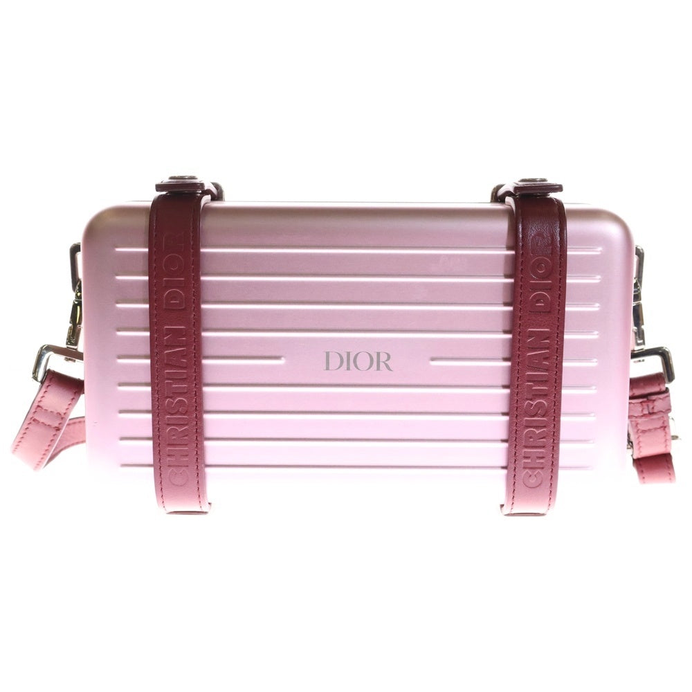 Christian Dior(クリスチャンディオール) × RIMOWA パーソナル クラッチバッグ ショルダーバッグ ミニトランク ピンク レザー アルミニウム