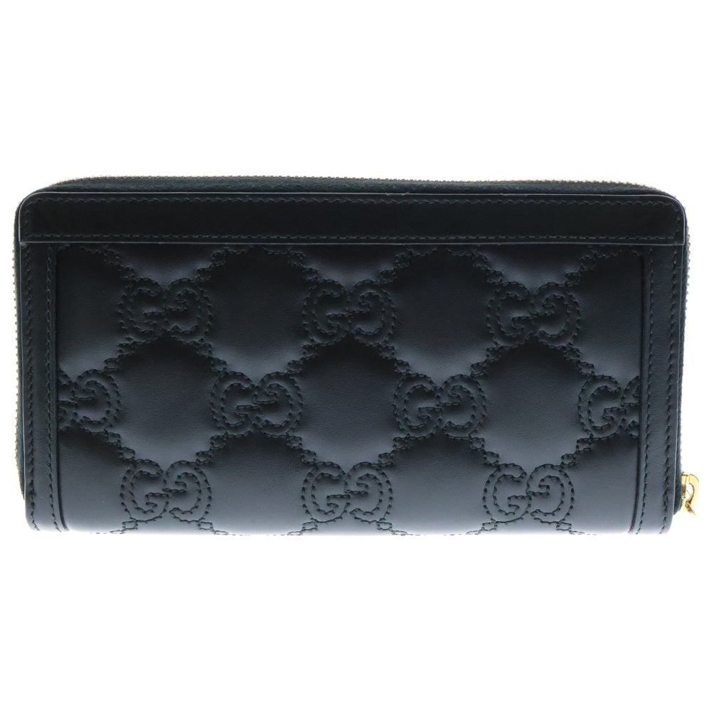 GUCCI(グッチ) GGマトラッセ ジップアラウンドウォレット ロングウォレット ラウンドファスナー 長財布 ブラック ゴールド金具 レザー 723784