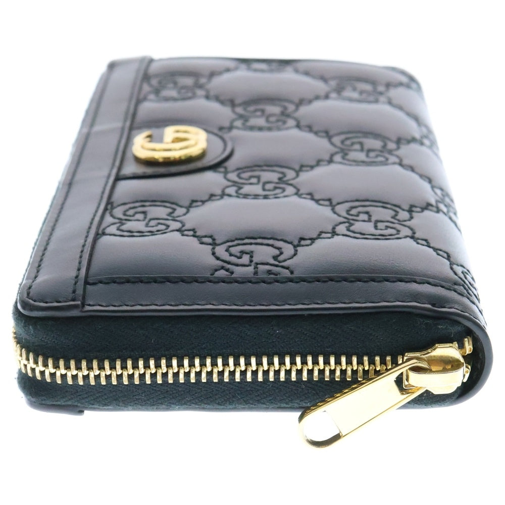 GUCCI(グッチ) GGマトラッセ ジップアラウンドウォレット ロングウォレット ラウンドファスナー 長財布 ブラック ゴールド金具 レザー 723784