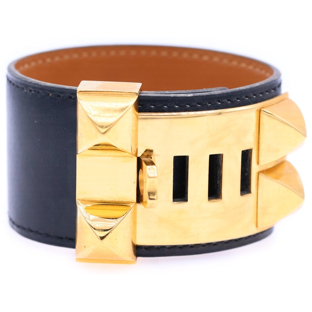 HERMES(エルメス) コリエドシアン ブレスレット ブラック ボックスカーフ ゴールド金具 〇Y刻印 アクセサリー