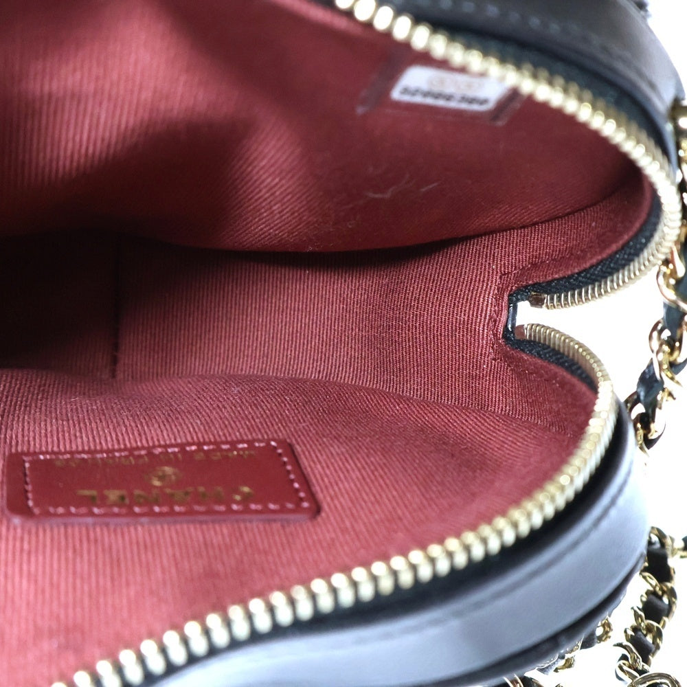 CHANEL(シャネル) マトラッセ ハート型 ココマーク チェーン クラッチ ショルダーバッグ ラムスキン レザー ゴールド金具 ブラック レディース AP2784 32番台