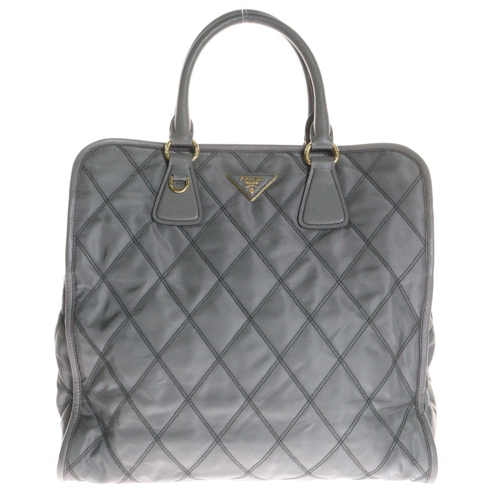 PRADA(プラダ) TESSUTO IMPUNTU ハンドバッグ 2WAY ショルダーバッグ ハンドバッグ キルティング グレー ナイロン ゴールド金具 1BG076