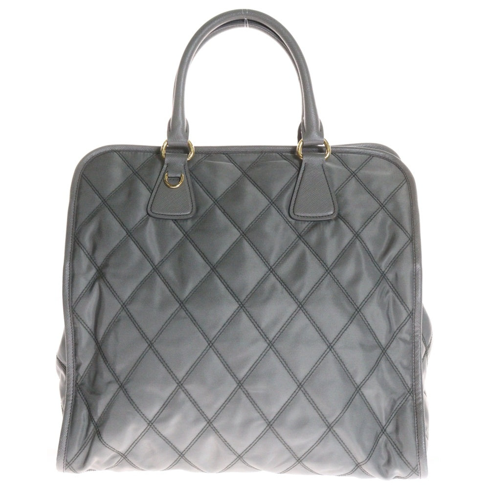 PRADA(プラダ) TESSUTO IMPUNTU ハンドバッグ 2WAY ショルダーバッグ ハンドバッグ キルティング グレー ナイロン ゴールド金具 1BG076