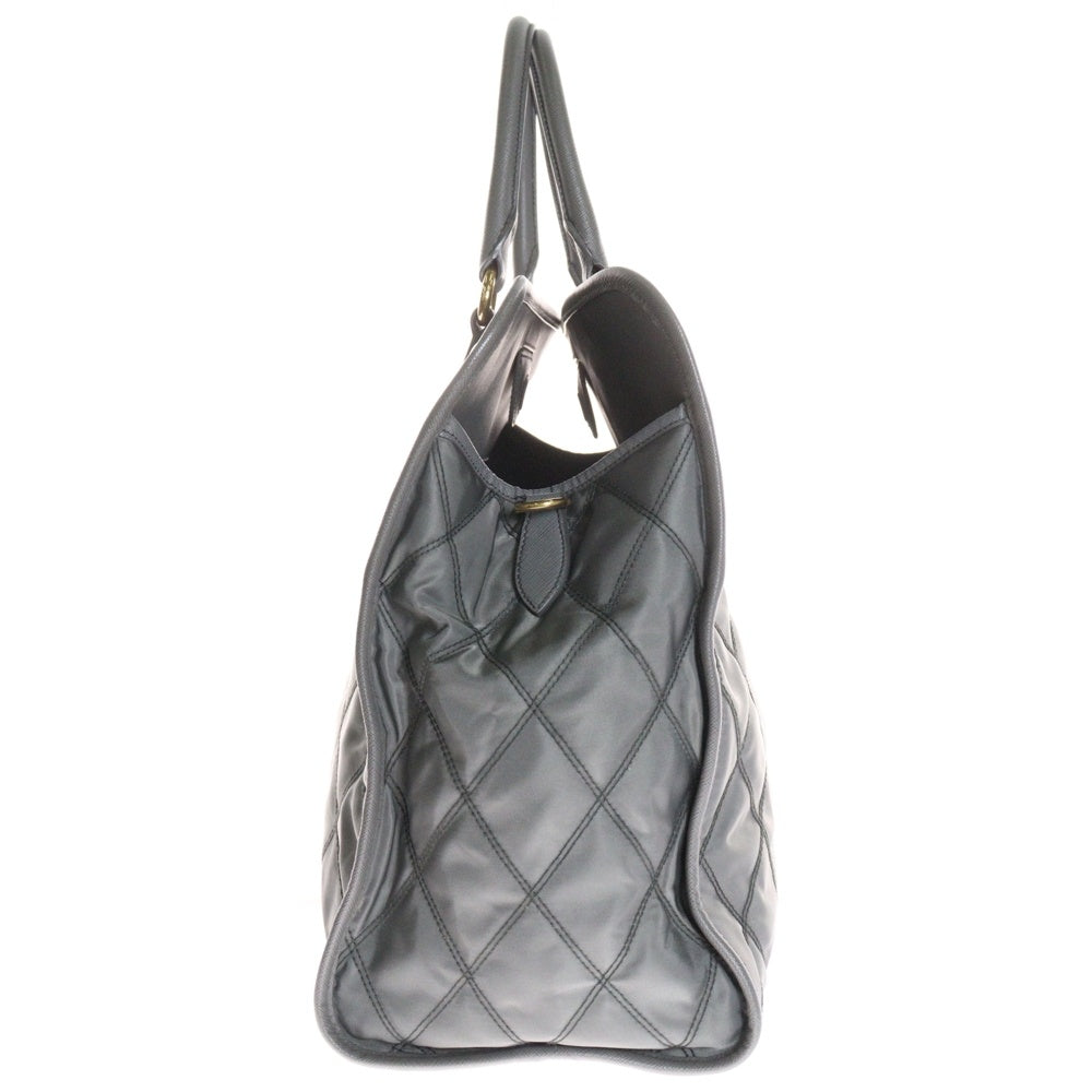 PRADA(プラダ) TESSUTO IMPUNTU ハンドバッグ 2WAY ショルダーバッグ ハンドバッグ キルティング グレー ナイロン ゴールド金具 1BG076