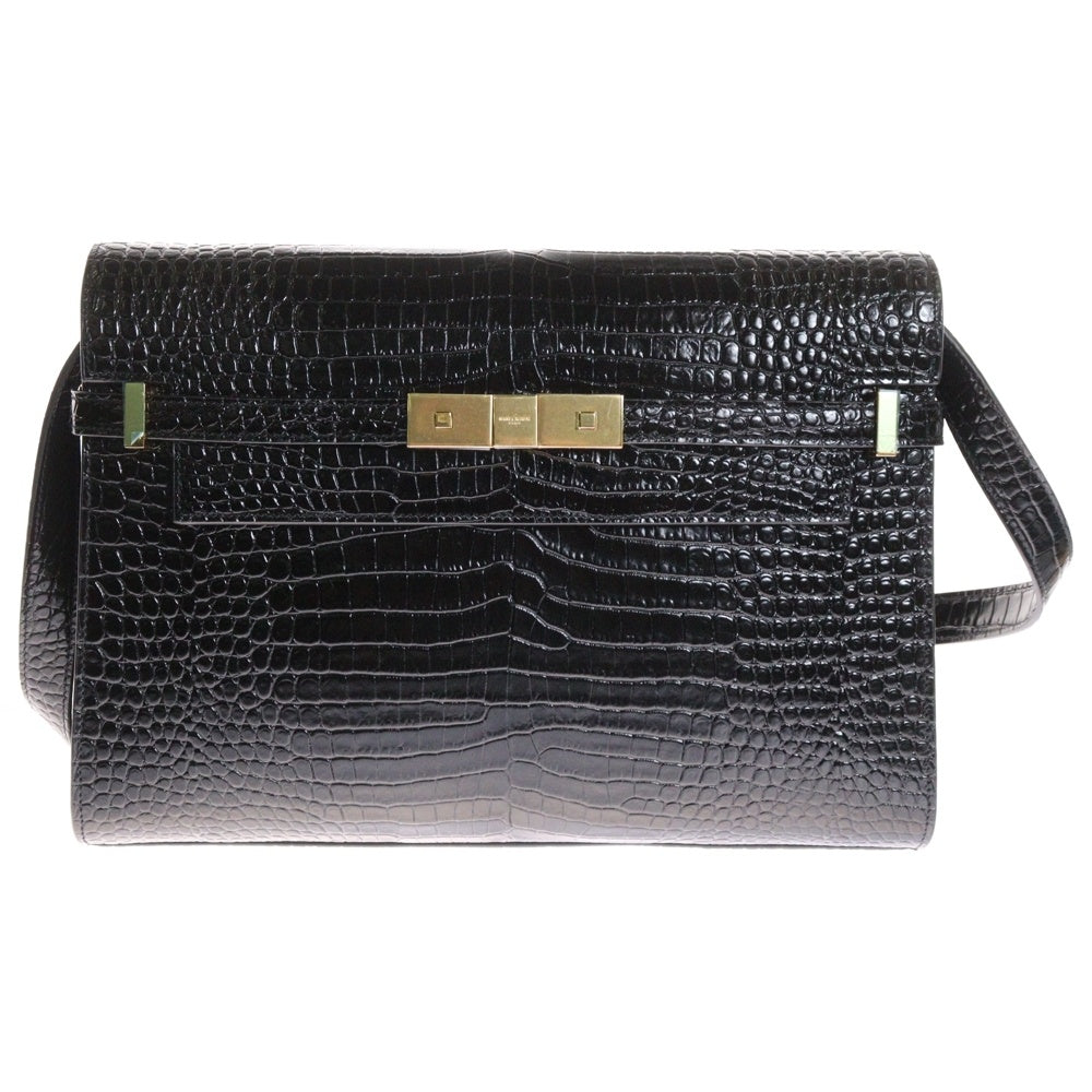 SAINT LAURENT PARIS(サンローランパリ) マンハッタン ショルダーバッグ ミディアム ブラック レザー 型押し 579271
