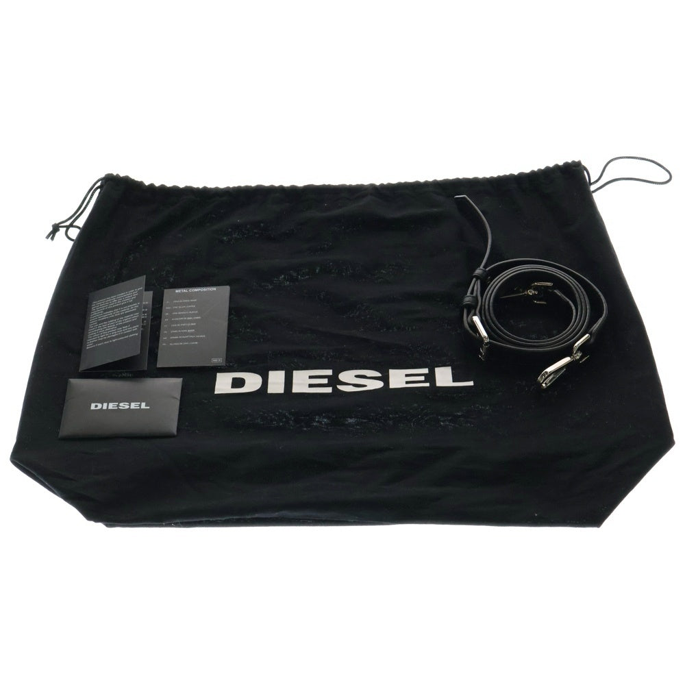 DIESEL(ディーゼル) LE-ZIPPER ジップデザイン デニム レザー 2WAY ハンド ショルダーバッグ インディゴ/ブラック