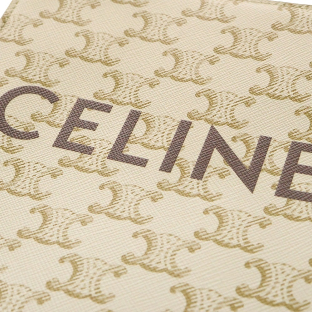 CELINE(セリーヌ) ミニ バーティカルカバ 2WAYバッグ ハンドバッグ ショルダーバッグ ミニトートバッグホワイト×ブラウン PVC×レザー ゴールド金具