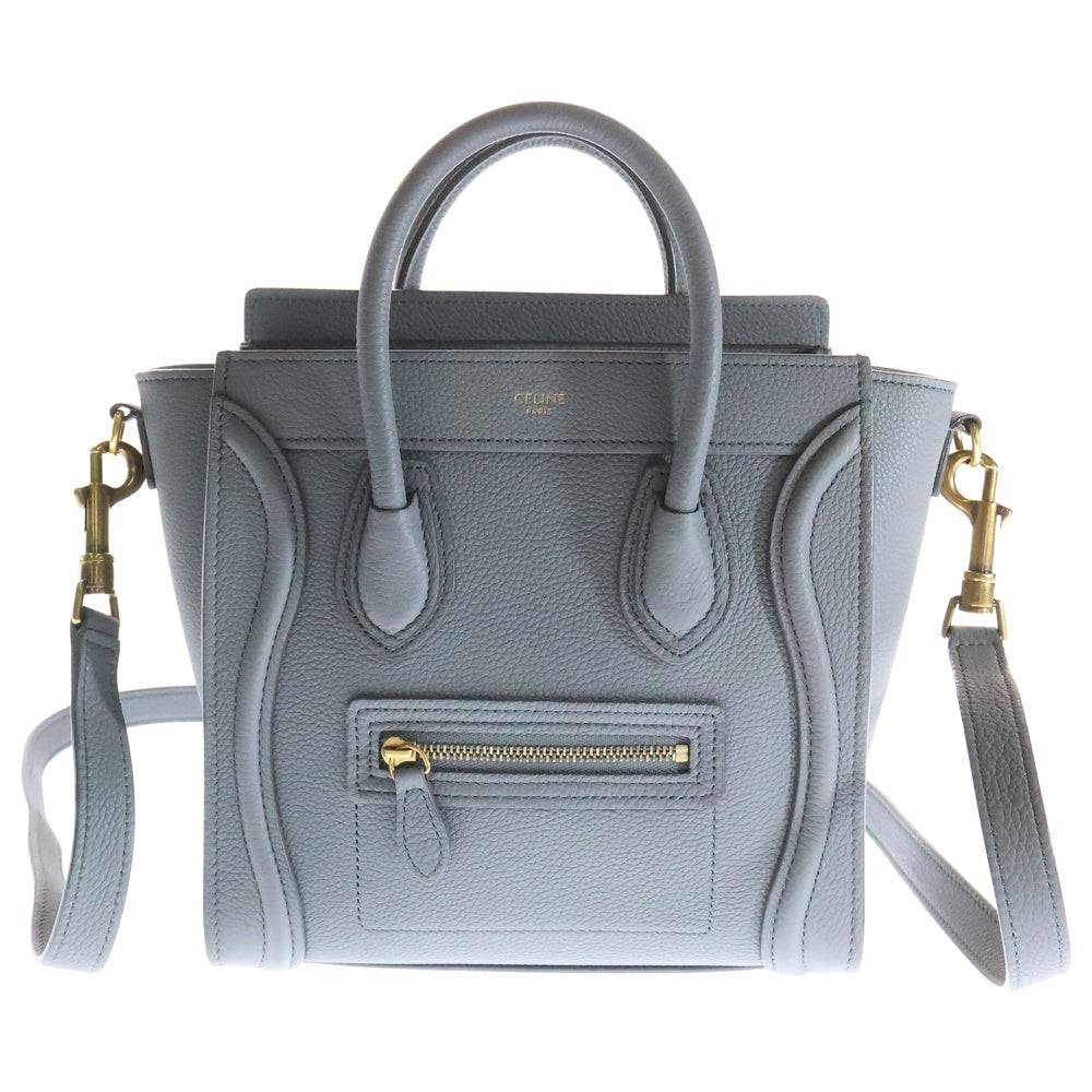 CELINE(セリーヌ) ラゲージ ナノショッパー 2WAY ハンドバッグ ショルダーバッグ グレー レザー コール