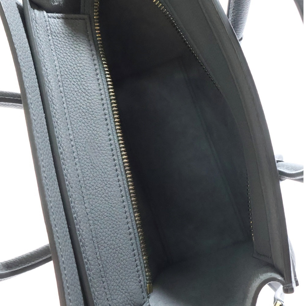 CELINE(セリーヌ) ラゲージ ナノショッパー 2WAY ハンドバッグ ショルダーバッグ グレー レザー コール