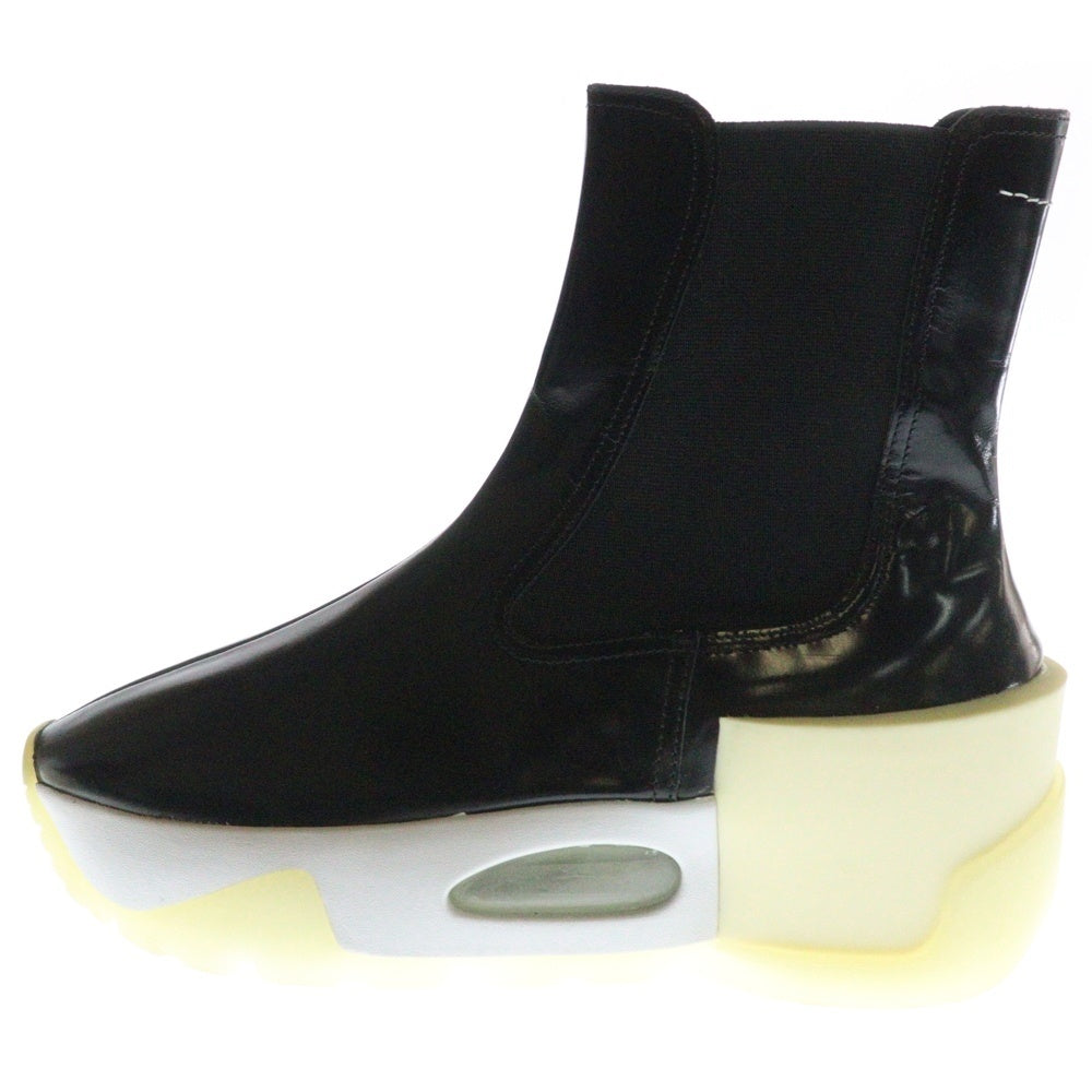 MM6 Maison Margiela(エムエムシックスメゾンマルジェラ) 21SS パテントレザー サイドゴア プラットフォーム ブーツ シューズ ブラック レディース S59WU0183
