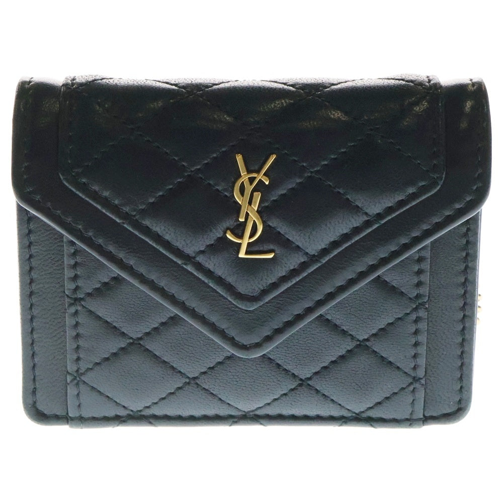 SAINT LAURENT PARIS(サンローランパリ) ゲイビー マイクロバッグ チェーンショルダーバッグ ミニバッグ ゴールド金具 ブラック レザー