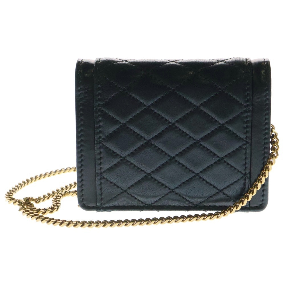 SAINT LAURENT PARIS(サンローランパリ) ゲイビー マイクロバッグ チェーンショルダーバッグ ミニバッグ ゴールド金具 ブラック レザー