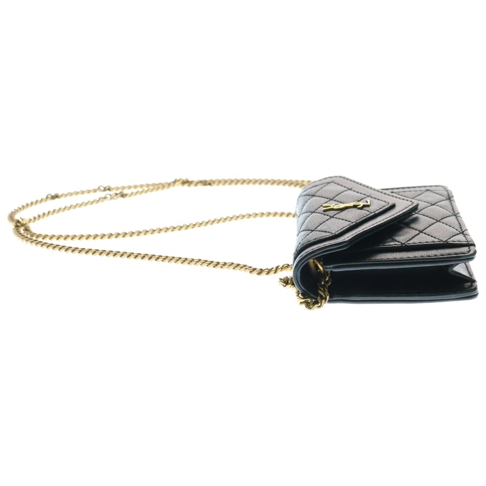 SAINT LAURENT PARIS(サンローランパリ) ゲイビー マイクロバッグ チェーンショルダーバッグ ミニバッグ ゴールド金具 ブラック レザー