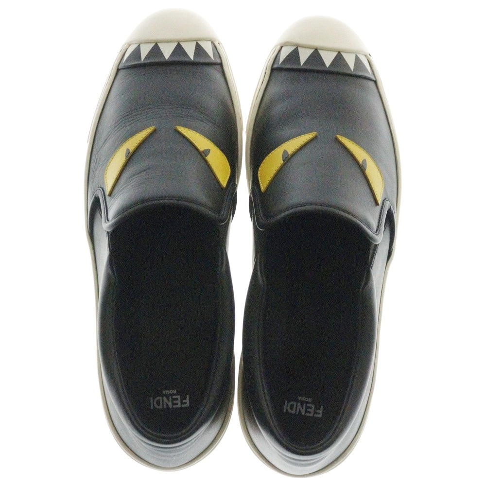 FENDI(フェンディ) モンスター バグズアイ カーフレザー ローカットスニーカー シューズ スリッポン ブラック 8E5110