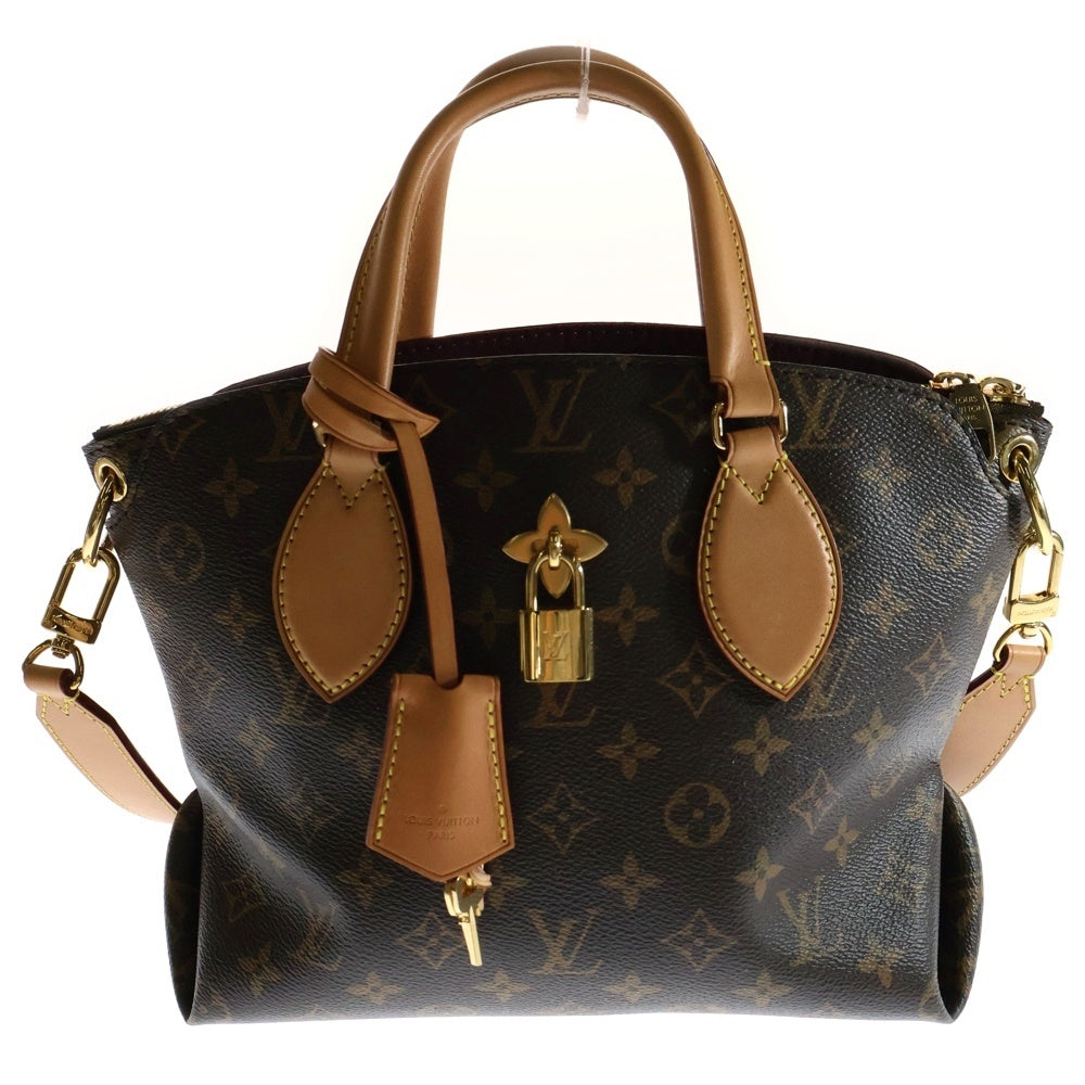 LOUIS VUITTON(ルイヴィトン) モノグラム フラワージップドトートPM 2WAY レザーハンドバッグ ショルダーバッグ ブラウン