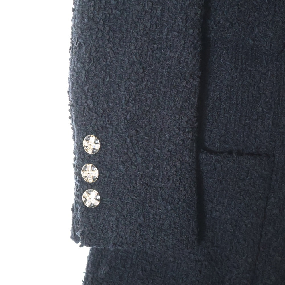 CHANEL(シャネル) 23SS ウール ファンシーツイード ココマーク クロスボタン テーラードジャケット ブラック P74799V66427