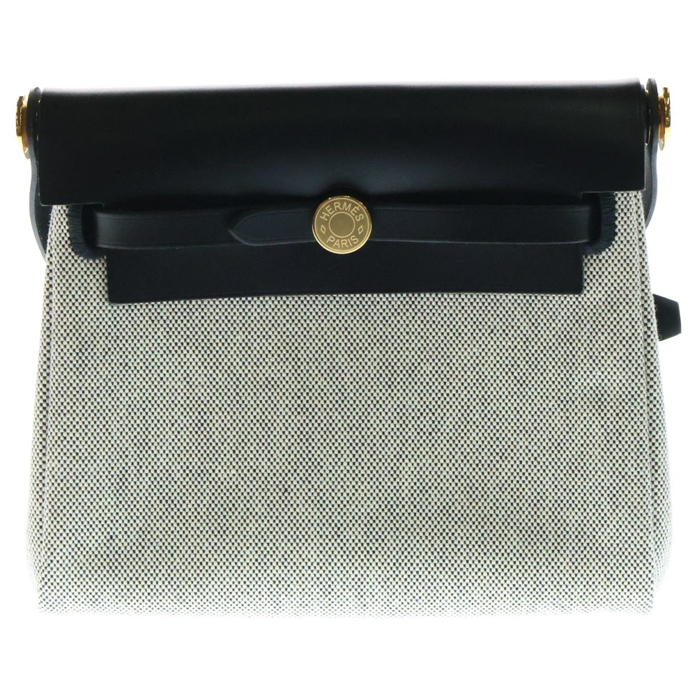 HERMES(エルメス) エールバッグジップ20 ミニ ノワール トワルミリタリー ヴァッシュハンター キャンバス レザー ショルダーバッグ ゴールド金具 ブラック K刻印 H085414CKAF