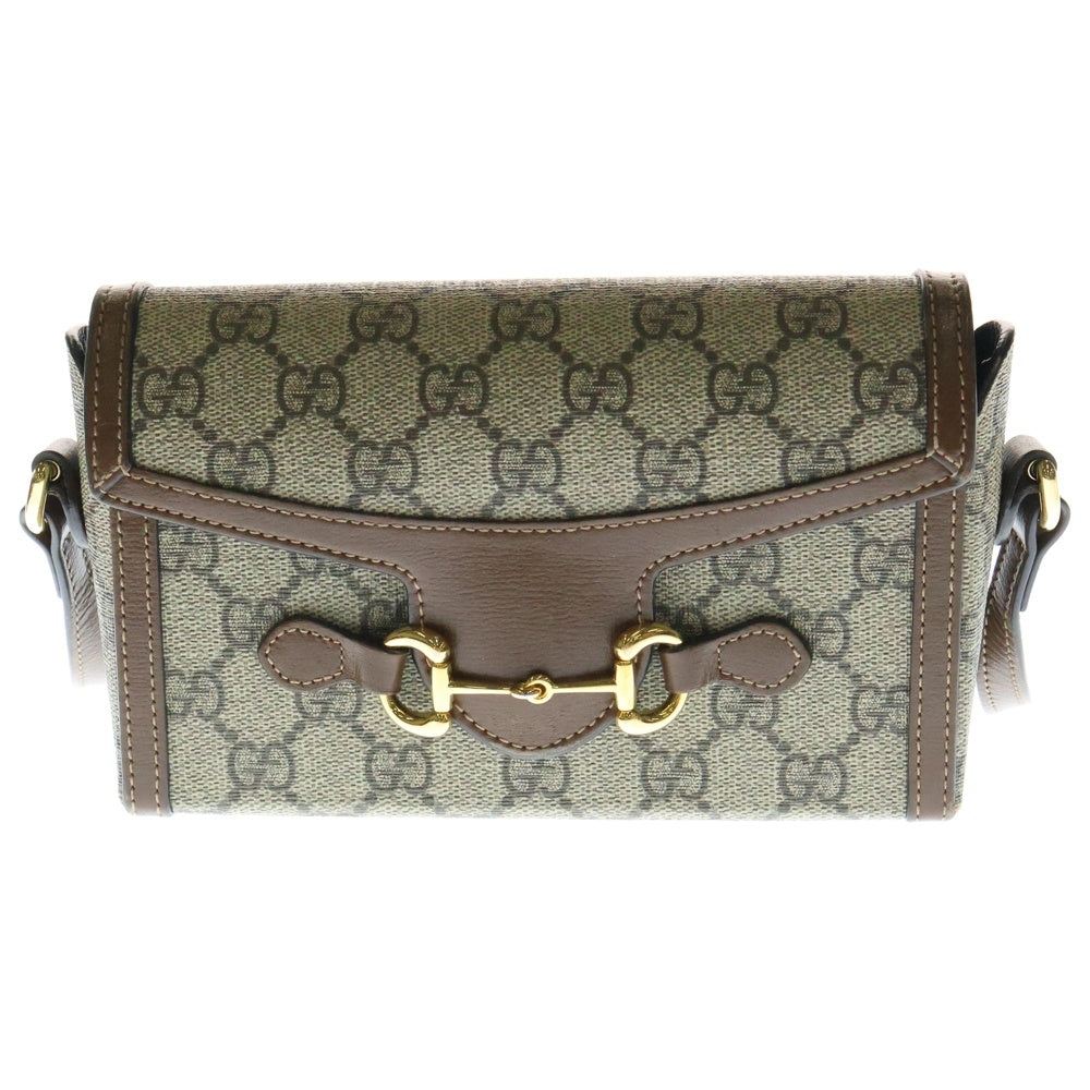 GUCCI(グッチ) ホースビット1955 ミニバッグ ショルダーバッグ ベージュ×ブラウン ゴールド金具 GGスプリーム 699295