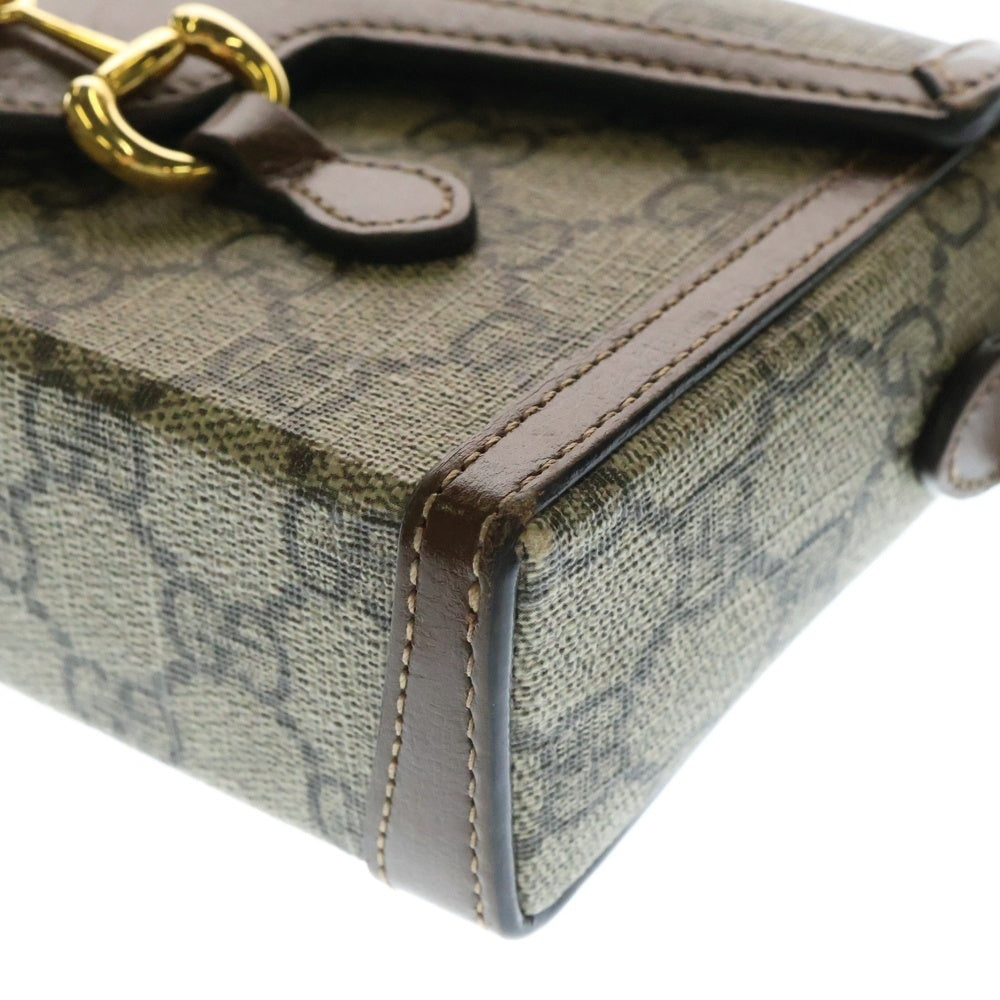 GUCCI(グッチ) ホースビット1955 ミニバッグ ショルダーバッグ ベージュ×ブラウン ゴールド金具 GGスプリーム 699295