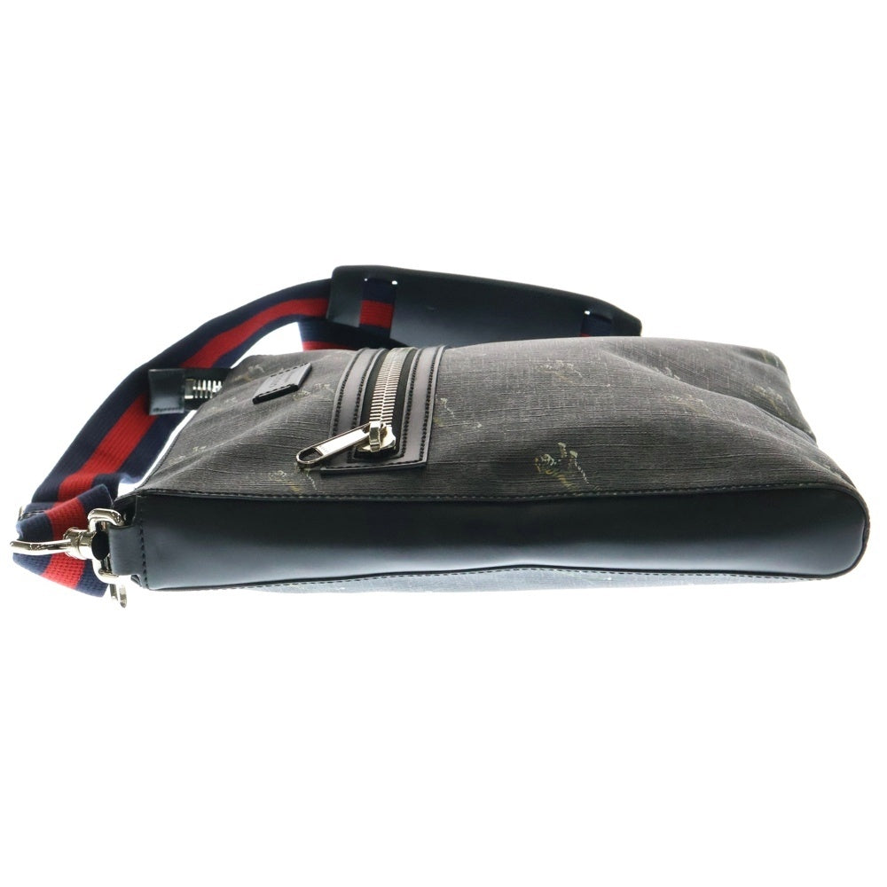 GUCCI(グッチ) GGスプリーム ショルダーバッグ サコッシュ ブラック シルバー金具 PVC タイガー トラ 474137