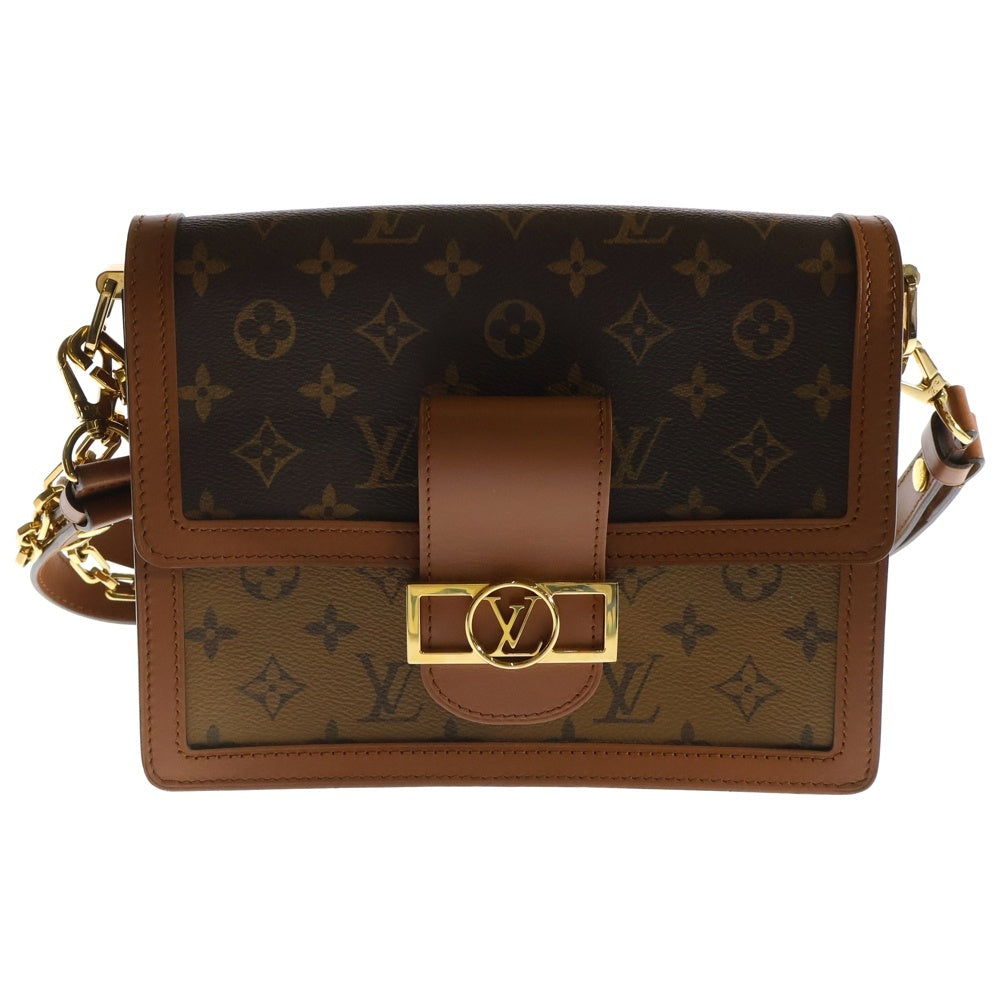 LOUIS VUITTON(ルイヴィトン) モノグラムリバース ドーフィーMM レザーチェーンハンドバッグ ブラウン レディース M45958