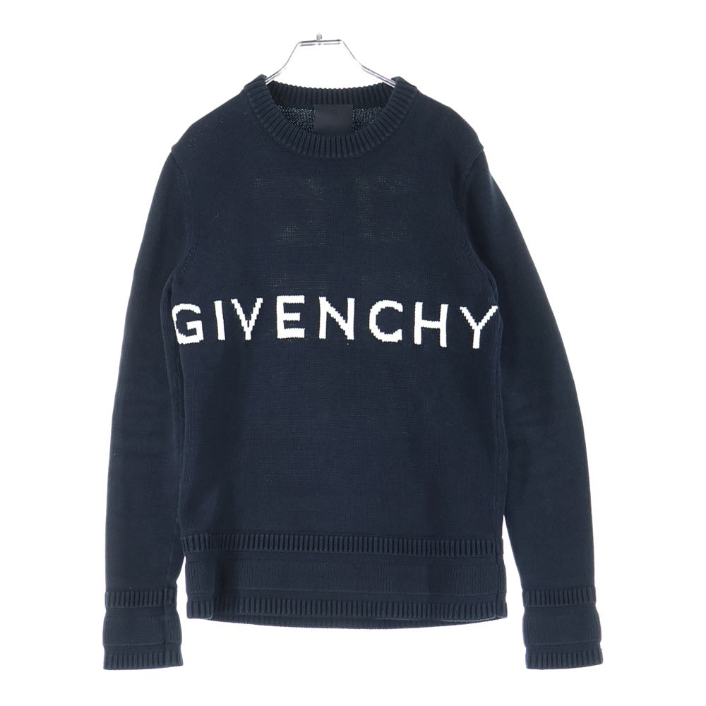 GIVENCHY(ジバンシィ) 22SS フロントロゴ バック4G ジャガード クルーネック コットン 長袖ニット セーター ブラック BM90G9401M
