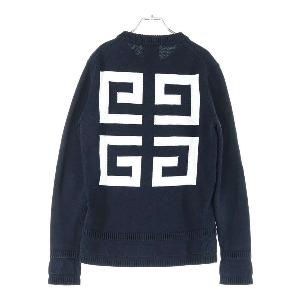 GIVENCHY(ジバンシィ) 22SS フロントロゴ バック4G ジャガード クルーネック コットン 長袖ニット セーター ブラック BM90G9401M