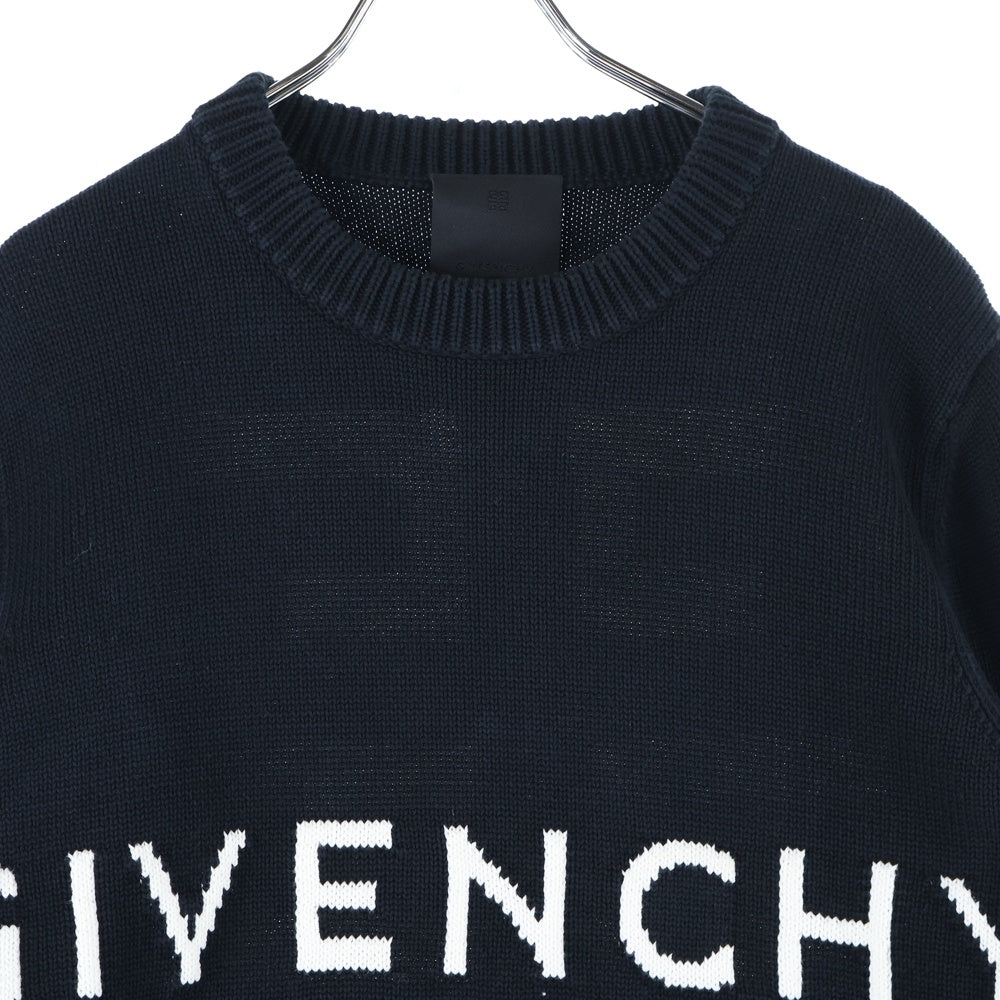GIVENCHY(ジバンシィ) 22SS フロントロゴ バック4G ジャガード クルーネック コットン 長袖ニット セーター ブラック BM90G9401M