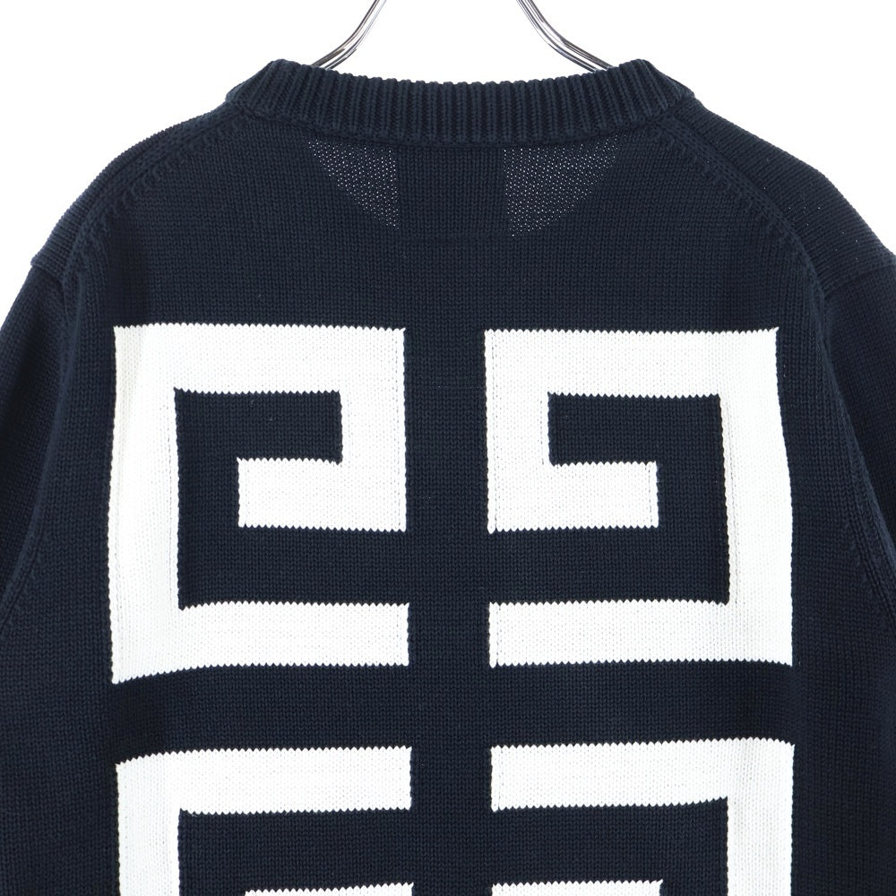 GIVENCHY(ジバンシィ) 22SS フロントロゴ バック4G ジャガード クルーネック コットン 長袖ニット セーター ブラック BM90G9401M