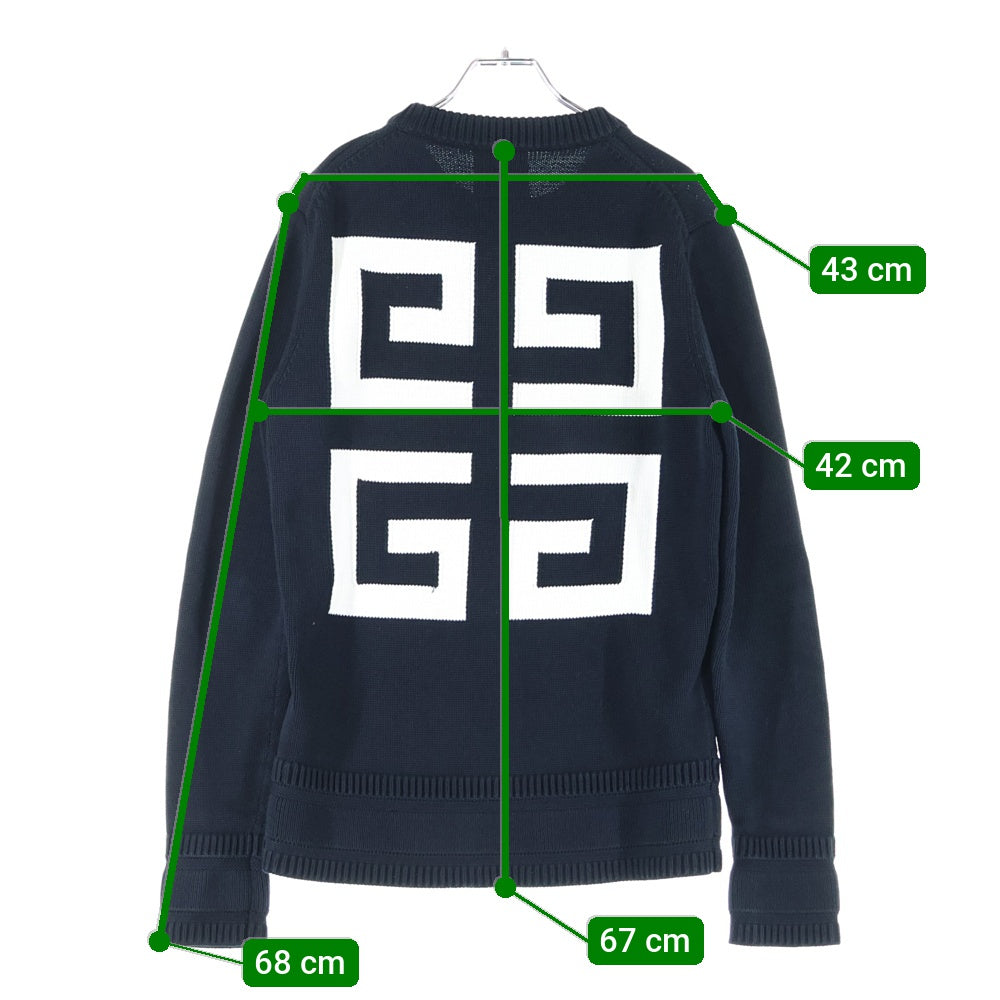 GIVENCHY(ジバンシィ) 22SS フロントロゴ バック4G ジャガード クルーネック コットン 長袖ニット セーター ブラック BM90G9401M