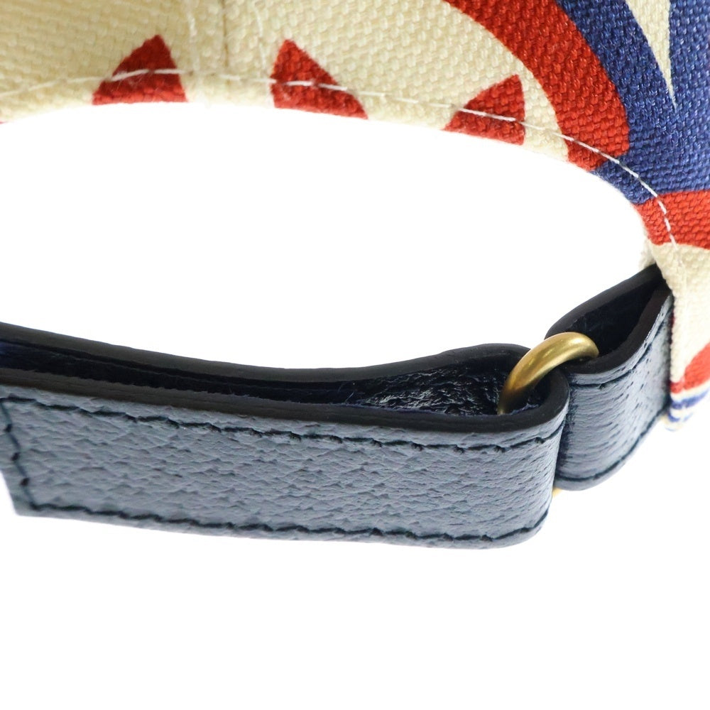 GUCCI(グッチ) ×adidas Trefoil Print Baseball アディダス トレフォイルロゴ プリント 総柄 キャンバス レザー 6パネル ベースボールキャップ レッド/ブルー 696485