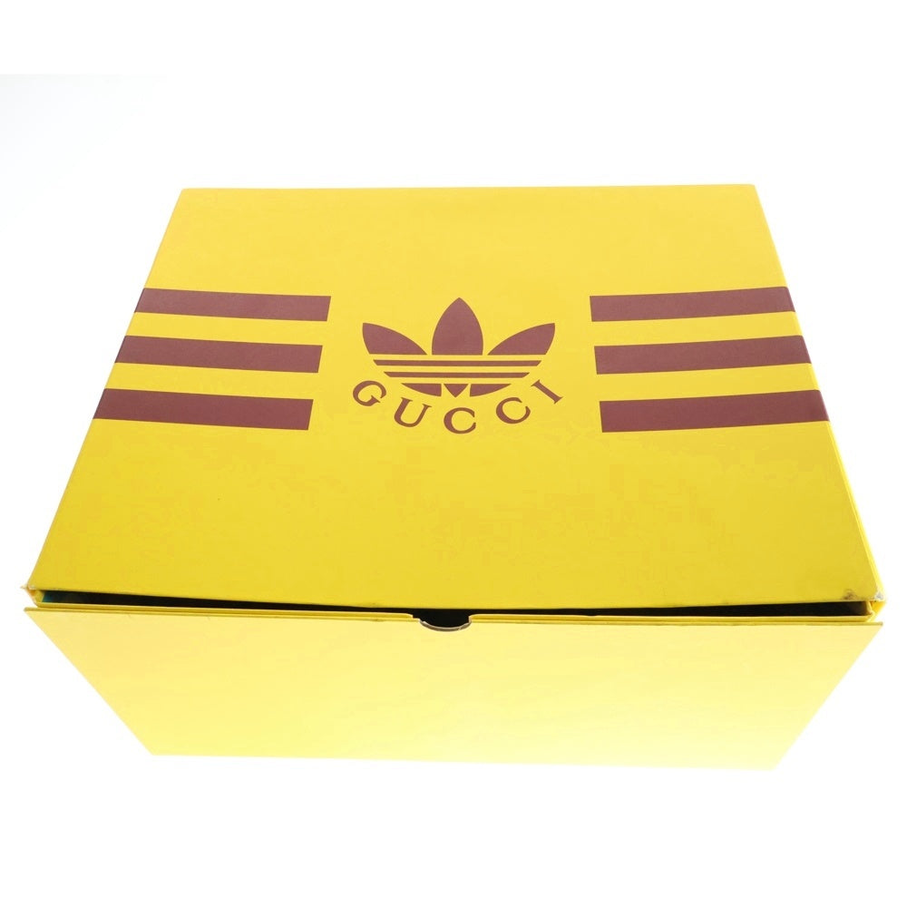 GUCCI(グッチ) ×adidas Trefoil Print Baseball アディダス トレフォイルロゴ プリント 総柄 キャンバス レザー 6パネル ベースボールキャップ レッド/ブルー 696485