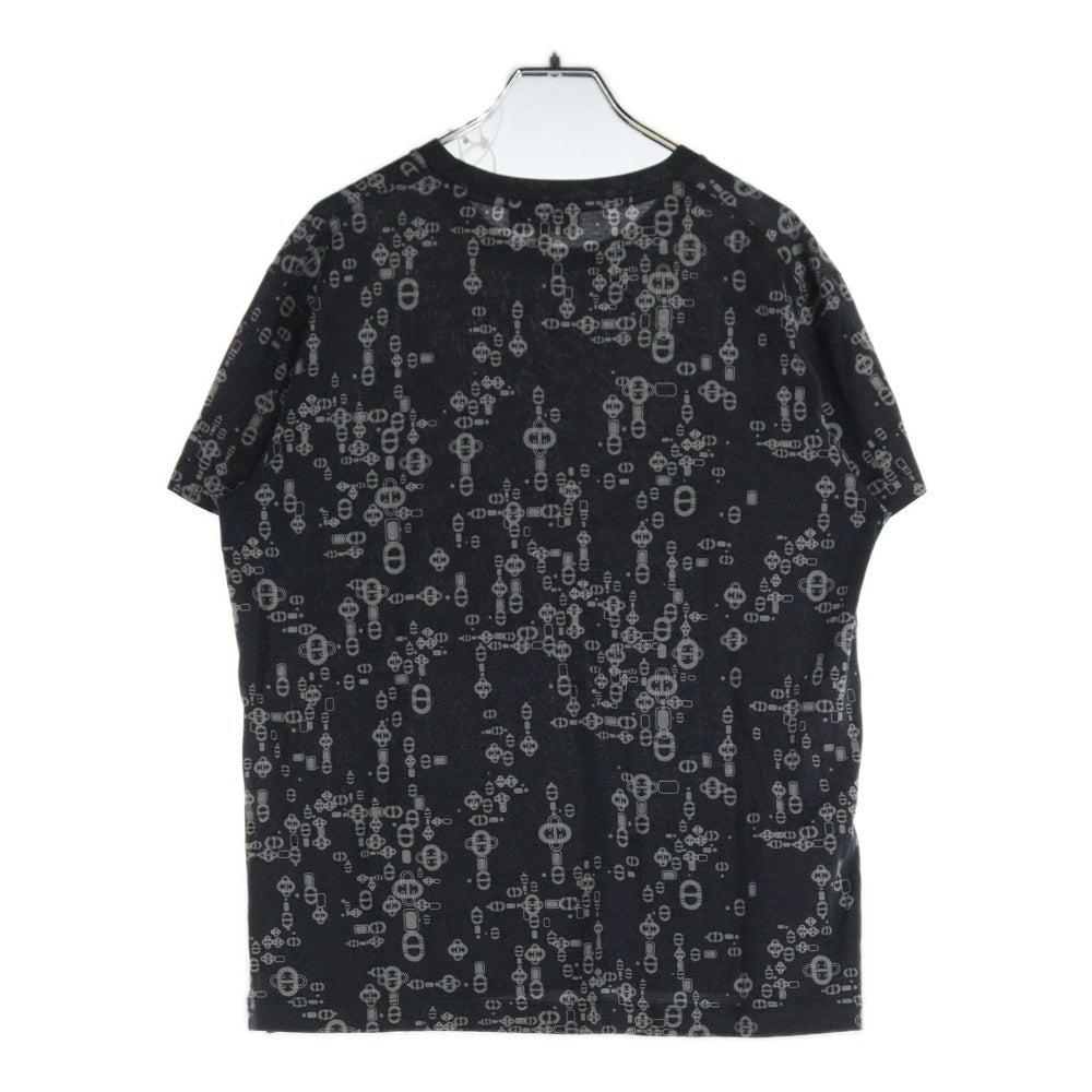 HERMES(エルメス) シェーヌダンクル 総柄プリント クルーネック 半袖Tシャツ カットソー グレー
