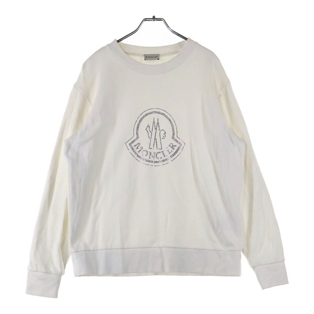 MONCLER(モンクレール) 23AW LOGO EMBELLISHED SWEATSHIRT I20938G00053 ロゴエンブロイダリー クルーネック スウェットシャツ トレーナー ホワイト