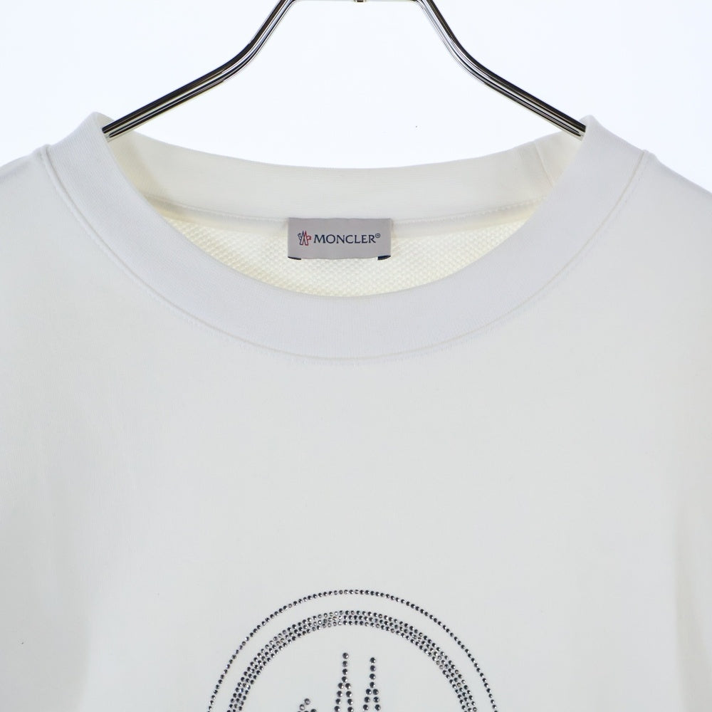MONCLER(モンクレール) 23AW LOGO EMBELLISHED SWEATSHIRT I20938G00053 ロゴエンブロイダリー クルーネック スウェットシャツ トレーナー ホワイト
