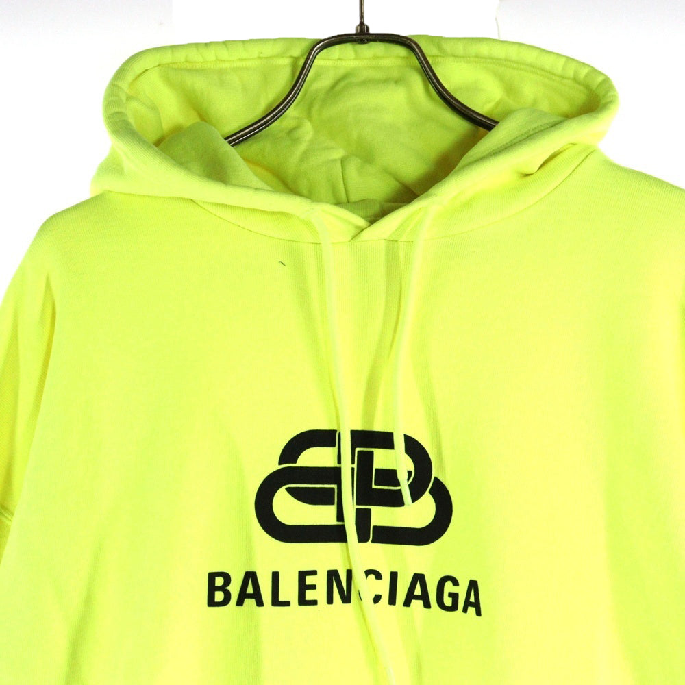 BALENCIAGA(バレンシアガ) 19AW フロントBB ロゴプリント長袖パーカー オーバーサイズ フーディー イエロー