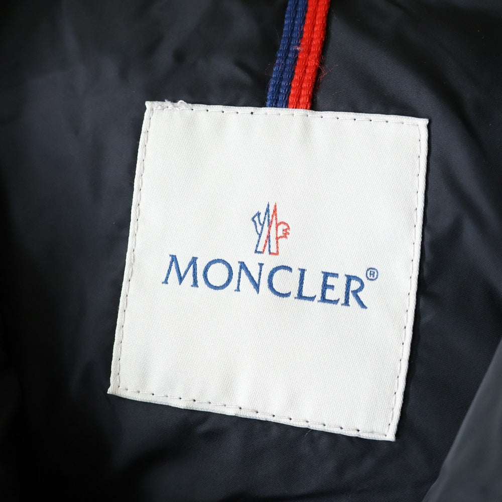 MONCLER(モンクレール) MERIN ファーフーデッド ワッペンロゴ ジップアップ ダウン ロング ジャケット コート ブラック レディース 020934931296 54155