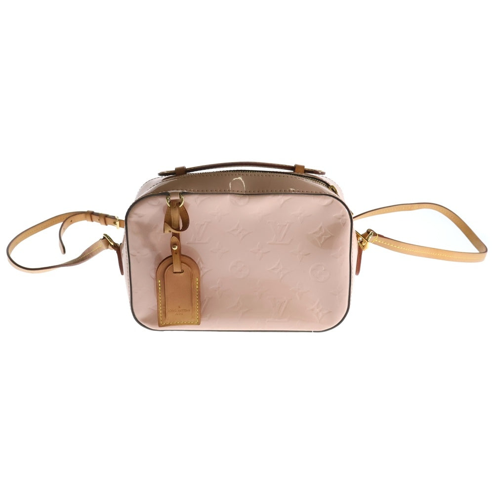 LOUIS VUITTON(ルイヴィトン) ヴェルニ サンタモニカ ショルダーバッグ ミニバッグ ピンク×ブラウン パテント レザー ゴールド金具 M90371