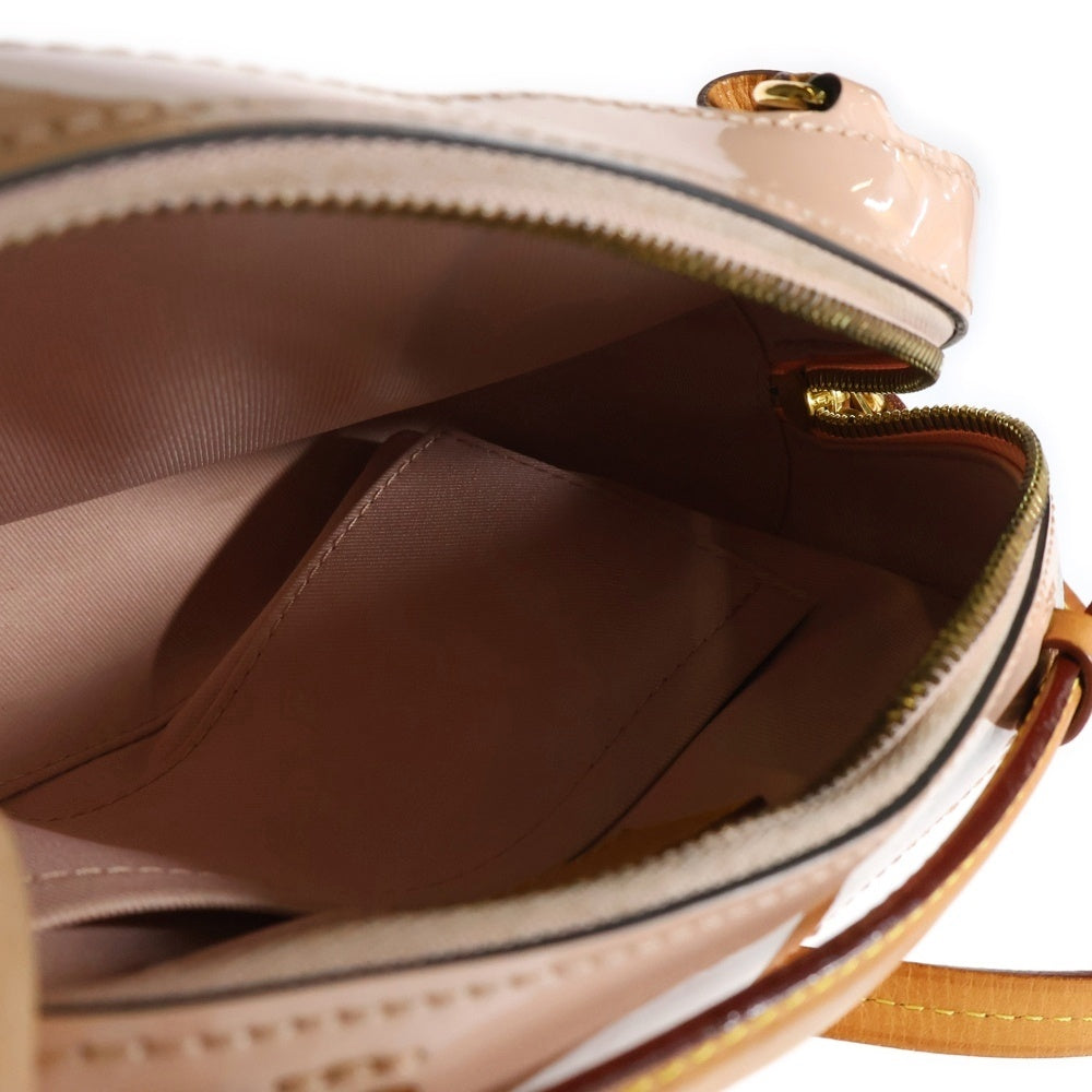 LOUIS VUITTON(ルイヴィトン) ヴェルニ サンタモニカ ショルダーバッグ ミニバッグ ピンク×ブラウン パテント レザー ゴールド金具 M90371
