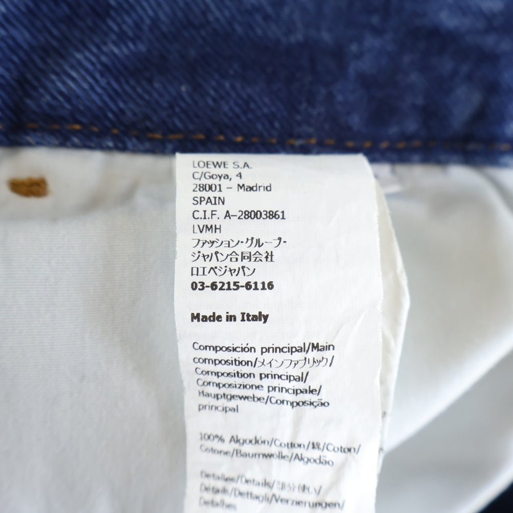 LOEWE(ロエベ) ANAGRAM BAGGY JEANS アナグラム カットアウトロゴ バギー ワイドストレート デニムパンツ ジーンズ インディゴ S359Y11XBR