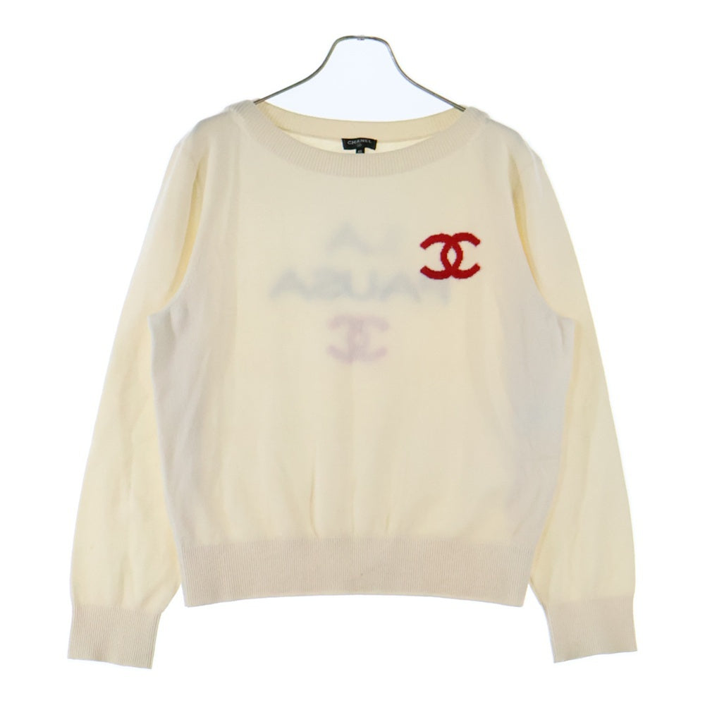 CHANEL(シャネル) LA PAUSA ラパウザ ココマーク ジャガード カシミヤ クルーネック ロングスリーブ 長袖ニット セーター アイボリー レディース P60447K46038