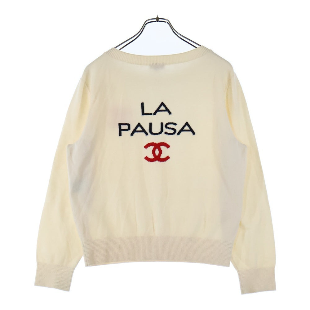 CHANEL(シャネル) LA PAUSA ラパウザ ココマーク ジャガード カシミヤ クルーネック ロングスリーブ 長袖ニット セーター アイボリー レディース P60447K46038