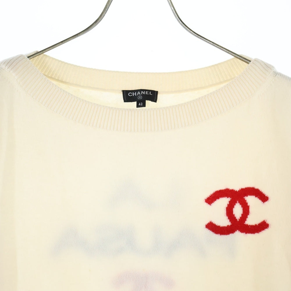 CHANEL(シャネル) LA PAUSA ラパウザ ココマーク ジャガード カシミヤ クルーネック ロングスリーブ 長袖ニット セーター アイボリー レディース P60447K46038