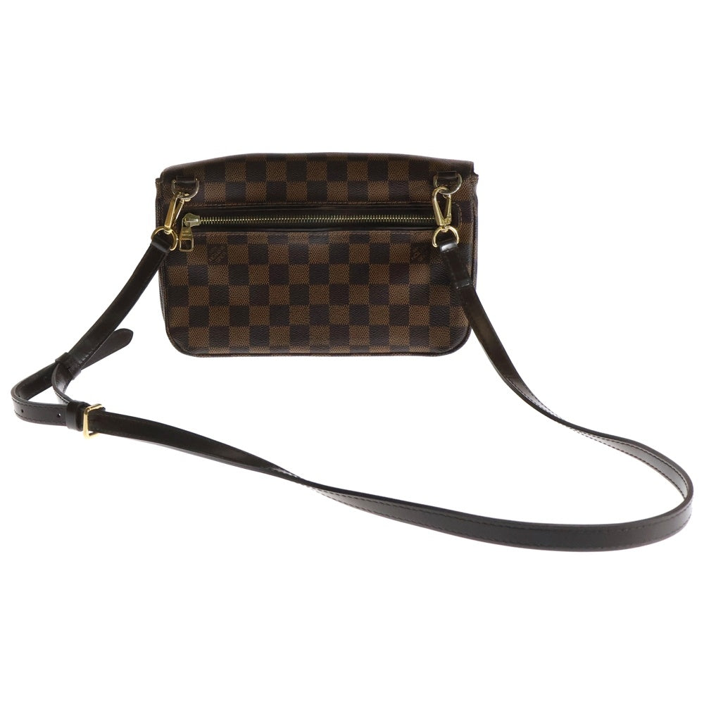 LOUIS VUITTON(ルイヴィトン) ホクストンPM ダミエ エベヌ ロゴプレート PVC レザー ショルダーバッグ ゴールド/シルバー金具 ブラウン N41257