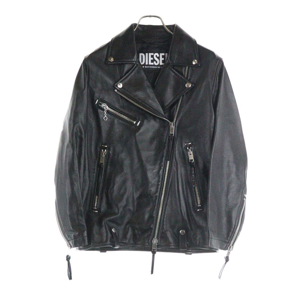 DIESEL(ディーゼル) L-EDMEA-A ラムスキン レザー ジップアップ ダブルライダースジャケット ブラック 0WBBN