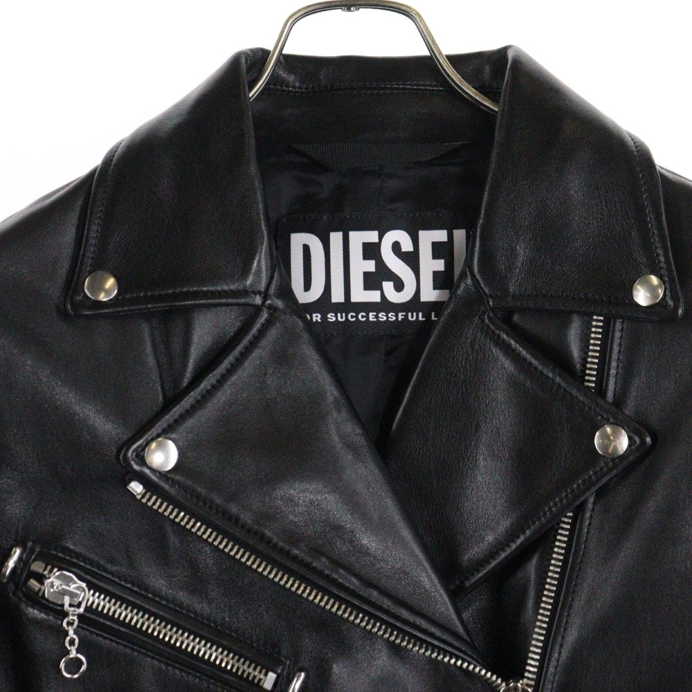 DIESEL(ディーゼル) L-EDMEA-A ラムスキン レザー ジップアップ ダブルライダースジャケット ブラック 0WBBN