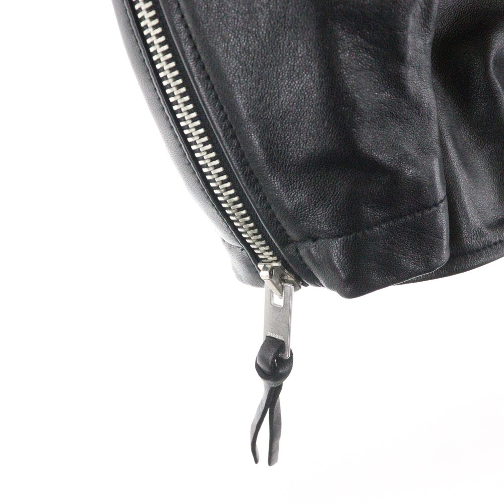 DIESEL(ディーゼル) L-EDMEA-A ラムスキン レザー ジップアップ ダブルライダースジャケット ブラック 0WBBN