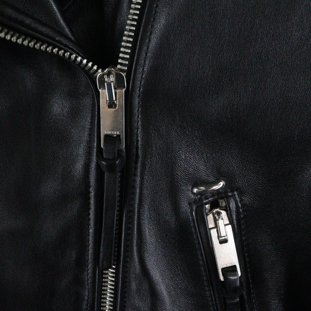 DIESEL(ディーゼル) L-EDMEA-A ラムスキン レザー ジップアップ ダブルライダースジャケット ブラック 0WBBN